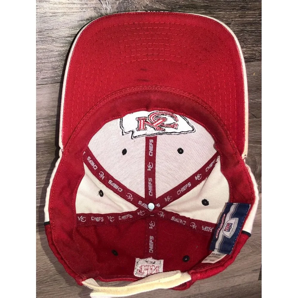 Vintage NFL Kansas City‎ Chiefs LOGO Strapback Hat 90s Reebok NFL Wool Blend Red